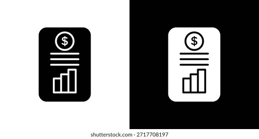 Ícone do demonstrativo de resultados pictograma em preto e plano. Para design gráfico e web.