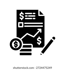 Ilustração do Vetor de Glifos do Ícone de Demonstrativo de Resultados