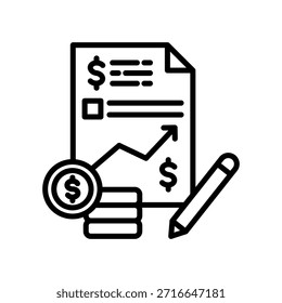 Ilustração do vetor da linha do ícone do demonstrativo de resultados