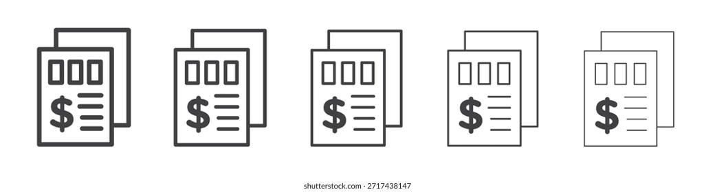 Income statement icon in linear strokes concept