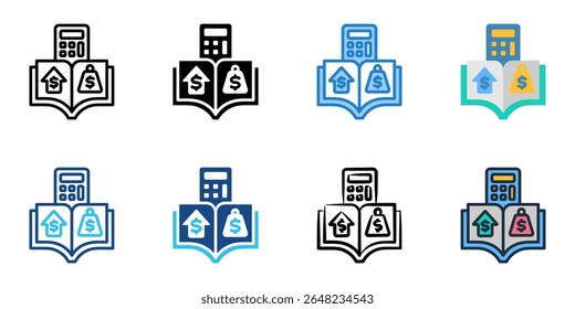 Income statement icon set multiple style collection 
