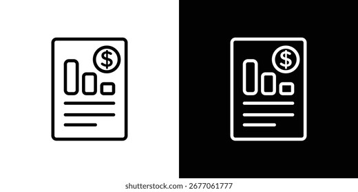 Ícone do demonstrativo de resultados. Linha fina simples, vetores de contorno