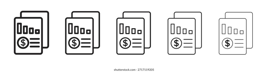 Income statement icon symbol in thin line, Black outline and stroke style