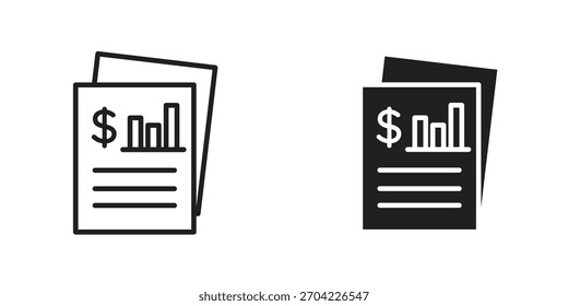 Income statement icon in thin stroke and flat style.