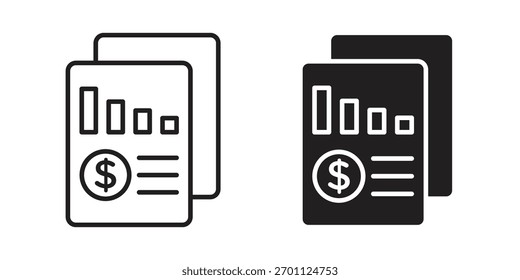Income statement icon vector collection. vector stock symbol illustrations