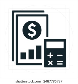 Income Statement Icon A vector illustration in monochrome, depicted entirely filled.