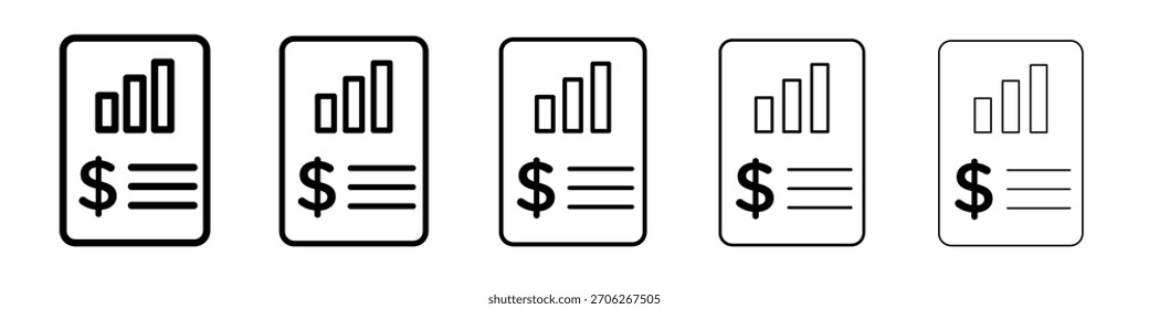 Income statement icon web Vector collection in black strokes