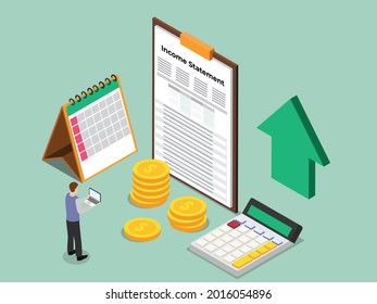 Income statement isometric 3d vector concept for banner, website, illustration, landing page, flyer, etc.