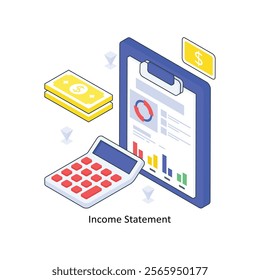 Income Statement isometric Colored illustration. EPS File stock illustration