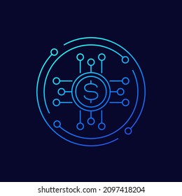 income streams or sources line vector icon