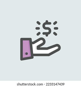  income tangan icon, isolated finance colored outline icon in light blue background, perfect for website, blog, logo, graphic design, social media, UI, mobile app