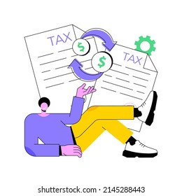 Income tax and benefit return abstract concept vector illustration. Budget calculation, online IRS form, money refund, financial report, bank account, gather paperwork abstract metaphor.