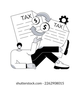 Income tax and benefit return abstract concept vector illustration. Budget calculation, online IRS form, money refund, financial report, bank account, gather paperwork abstract metaphor.