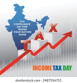 Income Tax Day India July 24 Social Media Design Digital Post. TAX, GDP, Growth, Nation