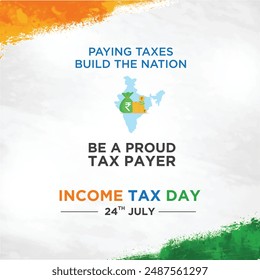 Income Tax Day India July 24.Social Media Design Digital Post Vector Template.