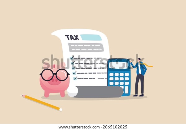 Income tax filing, calculate revenue and\
filling tax form, expert complete checklist for all reduction,\
refund and payment concept, expertise businessman completed tax\
filing form with\
calculator.