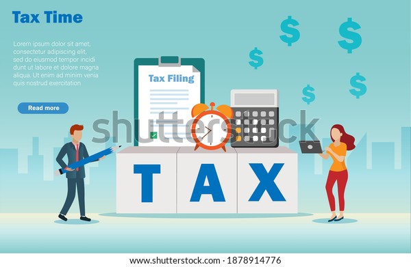 Income tax filing, tax return, refund and financial\
technology concept. Businessman holding pencil signed report on tax\
filing form.