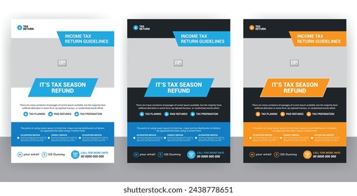 Income tax preparation service flyer design and tax refund brochure template