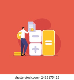 Income Tax Return, Government or State Taxes Payment, Person Calculating profits and costs with calculator