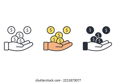 income thin line icons. Vector illustration isolated on white. Editable stroke
