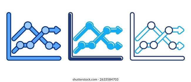 Income Variability icon represented by chart Blue, Dualline, Dualtone style.