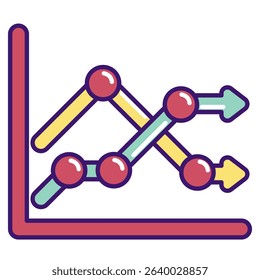 Income Variability icon represented by chart Lineal Color style.