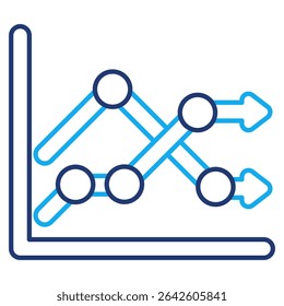 Icono de variabilidad de ingresos representado por el estilo de línea dual del gráfico.