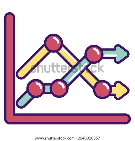 Income Variability icon represented by chart Lineal Color style.