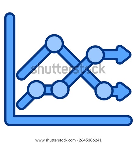 Income Variability icon represented by chart Blue style.