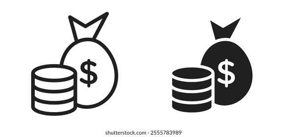 Income vector icon set in black color.