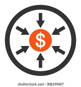 Income vector icon. This flat rounded symbol uses orange and gray colors and isolated on a white background.