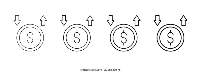 Vetor De Ícones De Receita Vs. De Despesa Definido Em Um Estilo De Linha De Traçado Diferente