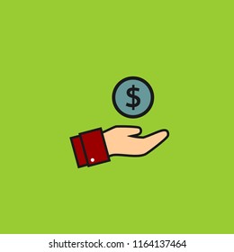 Incomes and hand vector icon