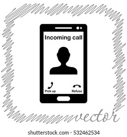 Incoming call  black  vector icon