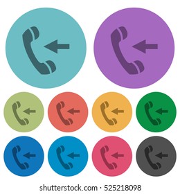 Incoming call flat color icons in round outlines