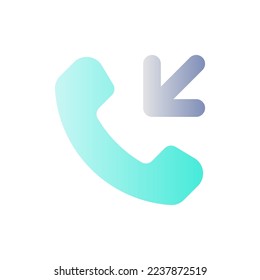 Incoming call flat gradient color ui icon. Answer button. Arrow pointing to cellphone. Receive call. Simple filled pictogram. GUI, UX design for mobile application. Vector isolated RGB illustration