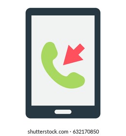 Incoming call flat icon, Contact us and website button, vector graphics, a colorful solid pattern on a white background, eps 10.