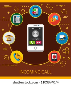 Incoming call flat icons concept. Vector illustration. Element template for design.