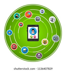 Incoming call flat icons concept. Vector illustration. Element template for design.
