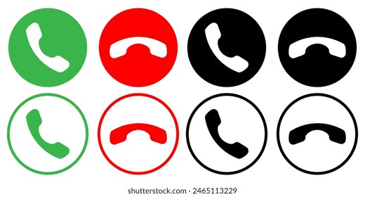  Incoming call icon. Answer and decline call buttons icon.Phone symbol