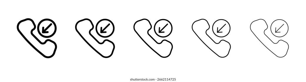 Ícone de chamada de entrada preencheu o conceito de sinal plano para web design.