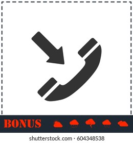 Incoming call icon flat. Simple vector symbol and bonus icon