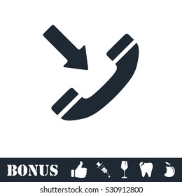 Incoming call icon flat. Vector illustration symbol and bonus pictogram