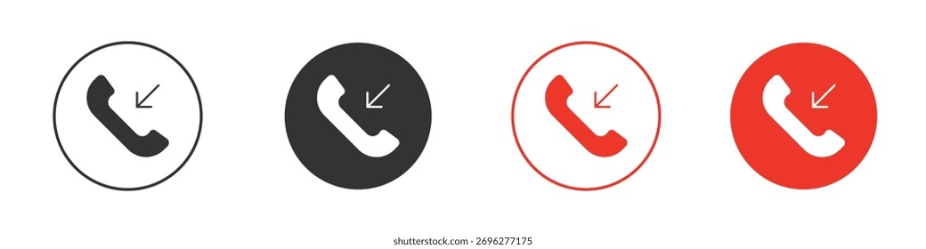 Logos für eingehende Anrufe. Entwurfsvorlage für flache Vektorsymbole