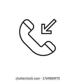 incoming call icon outline design vector illustration black style. isolated on white background