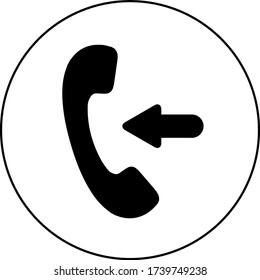 Incoming call icon. Ringing cell phone. Free flat design, black and white vector.