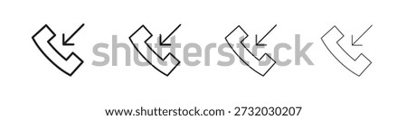 Incoming Call icon set. editable stroke eps 10 vector illustration.