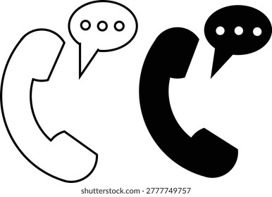 Incoming call icon set. Phone handset and answering symbols Digital dialer and receiver symbols. Contact sign. Modern telecommunication and networking design. 