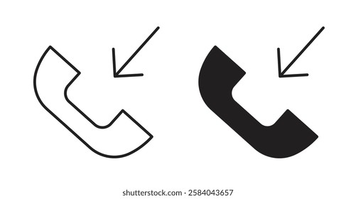 Incoming Call icon set in thin line. vector illustrations for web