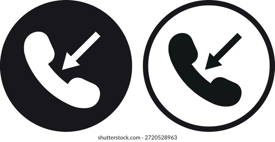 Incoming call icon set in two styles . Phone call icon . Vector illustration